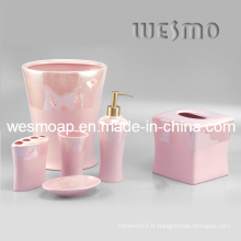 Ensemble de bain en porcelaine en argile rose (WBC0407A)